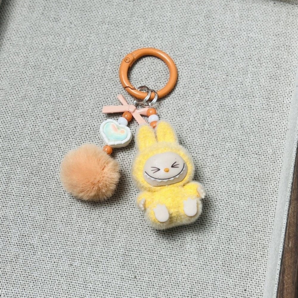 New Cute yellow Labubu Bunny Keychain dangeler clip